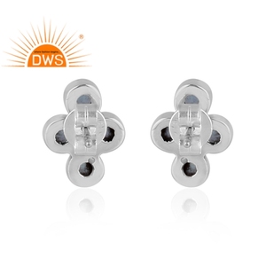 Latest Design Oxidized Sterling Silver Natural <b>Blue</b> Topaz Gemstone <b>Stud</b> <b>Earring</b> Custom Jewelry Manufacturer - Product Image 4