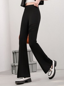 High Elastic Waist Micro Mesh Solid Sweat-Wicking Wrinkle-Resistant Full Length Heat-Transfer Printed Pants Nylon/Spandex <b>Flared</b> - Product Image 4