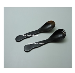 Modern Design Horn <b>Salad</b> Server Eco-Friendly Dishwasher Safe Natural Black Made India Luxury Style Golden Dinnerware <b>Salad</b> <b>Tools</b> - Product Image 3