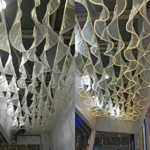 ديكور مسرح الزفاف ديكور قاعة معلق على شكل S قماش شبكي ستارة سقف ديكور زفاف ضوء السقف - Product Image 3