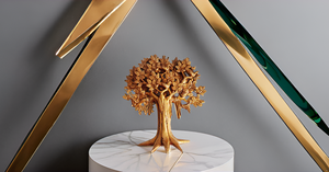 Arte de pared de árbol de la vida de latón elegante diseño de Metal de lujo para decoración de oficina en casa decoración de pared para sala de dibujo - Product Image 5