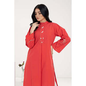 Blusa Roja de Popelina con Hilo Teñido y Bordado para Mujer, Estilo Coreano Formal Largo, a Cuadros, Talla XL, para Fiestas de Primavera y Otoño, Hecha de Viscosa - Product Image 4