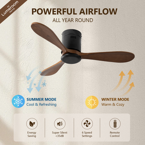 Ventilador de Techo de Perfil Bajo de 42 Pulgadas Sin Luz con Control Remoto, Ventilador Moderno de Montaje Empotrado con Motor de Corriente Continua para Dormitorio y Sala de Estar - Product Image 2
