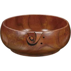 Bol en fil de bois dernier modèle pour le stockage de la laine à tricoter ronde Panier organisateur de fil Bol en bois fait à la main d'Inde - Product Image 3