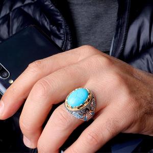 High Quality Luxury 925 Sterling <b>Silver</b> Agate <b>Ring</b> for <b>Men</b> Natural Stone Turkish Jewelry - Product Image 5