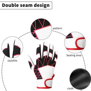 Guantes de bateo de béisbol de cuero personalizados Pro Grip, ligero y duradero para hombres, mujeres, tallas para jóvenes - Product Image 2