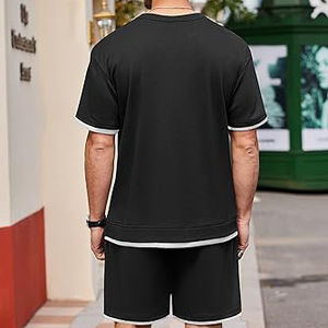 2024 Vintage Stone Wash sweats à capuche blanc unisexe mode Bling coton hommes t-shirt 2 pièces ensemble hommes vêtements de sport ensemble pour hommes - Product Image 5