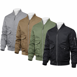 Men's Thin Breathable Washed Zipper Flight Bomber Jacket Polyester/Cotton Custom Logo OEM Outdoor Workwear - Product Image 1