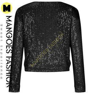 Chaqueta de lentejuelas para mujer, estilo blazer, abertura frontal, acolchada, transpirable, forro de algodón y seda, para fiestas, mangas regulares, brillante - Product Image 2