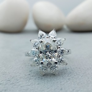 Customizable Women's 925 Sterling Silver 14k/18k Gold Engagement Wedding Ring Set Trendy Solitaire Oval Cut GIA Party Gift - Product Image 1