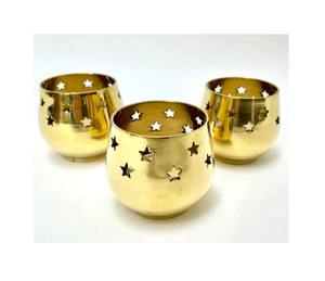 Bougie votive brillante dorée polie ensemble de 3 avec un design doré poli extra premium à un coût très bas - Product Image 1