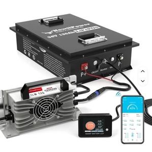 แบตเตอรี่ลิเธียม LiFePO4 36V 135Ah สำหรับรถกอล์ฟ รุ่นใหม่ พร้อมแอปพลิเคชัน + ที่ชาร์จ 15A จอสัมผัส - Product Image 1