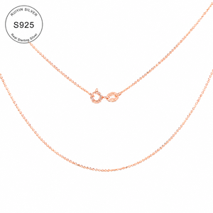 Collana con Catena a Sfere Scintillanti in Argento Sterling 925 Placcato Oro Rosa 0,8mm 45cm 1,14g con Chiusura a Molla Gioielli da Donna - Product Image 1