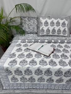 Edredón y fundas de almohada florales de algodón 100% hechos a mano, juego de edredón de estilo Jaipur con estampado de bloques de mano artesanales ecológicos - Product Image 4