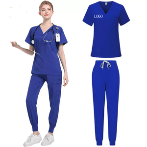 Women's Jogger Scrub <b>Set</b> Solid Top Pant Woven Fabric Nurse Hospital Uniform Workwear for Men Medical Nursing <b>Doctor</b> Uniform - Product Image 6