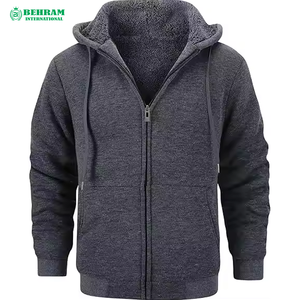 Sudadera con Capucha y Cremallera Unisex de Forro Polar Grueso, Color Verde Seguridad, Lisa, 100% Algodón Transpirable - Product Image 3