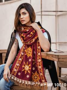 Embroidered Khadi Mufflers Stole <b>Scarf</b> Decorated With Long Woolen <b>Laces</b> and <b>Laces</b> Casual Wear Winter to Protect From Cold - Product Image 6