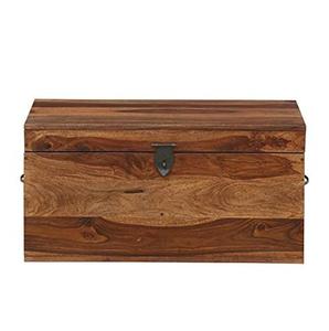 Solid Wood Sheesham <b>Storage</b> <b>Chest</b> Sandook Rustic Teak Finish Living Room Bedroom Guest Manufacturer Engraved Printing - Product Image 1