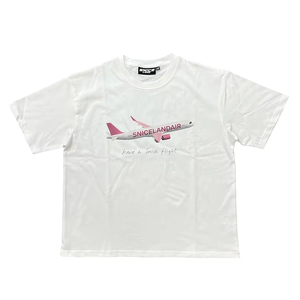 T-shirt blanc à manches courtes pour homme SNICELANDAIR avec imprimé avion, col rond, coupe classique, décontracté, 100% coton jersey respirant - Product Image 2