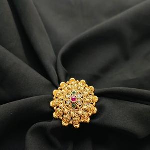 Anillo ajustable elegante con acabado antiguo hermoso de moda en oro pulido, anillo de dedo ajustable para mujeres y niñas, ropa de fiesta - Product Image 1