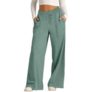 Usine de vêtements en gros de couleur unie coton blanc pantalons de survêtement personnalisé coupe ample femmes surdimensionné jambe large Baggy pantalons de survêtement - Product Image 1