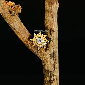 14K ทองแท้เพชรธรรมชาติแท้เครื่องประดับดีเจาะดวงอาทิตย์ - Product Image 3