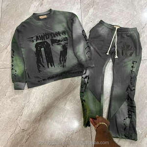 Terry Fleece Vintage Quick Dry Breathable Comfortable Sports Sweatshirt and <b>Shorts</b> Set for <b>Men</b> Plus Size 100% Cotton - Product Image 6