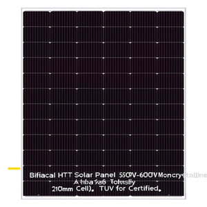 แผงโซลาร์เซลล์แบบสองหน้า HJT 550W-600W โมโนคริสตัลไลน์ เซลล์ขนาด 210 มม. ได้รับการรับรองมาตรฐาน TUV - Product Image 2