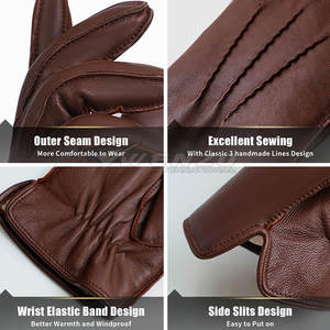 Service OEM Gants de conduite en cuir véritable Hiver Meilleures ventes Doux Respirant Bracelet de poignet réglable Compatible avec les écrans tactiles pour - Product Image 5