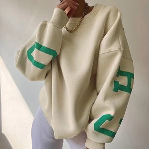 Sudadera de punto extragrande con estampado de letras y logotipo personalizado OEM al por mayor - Product Image 1