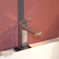 Robinet de lavabo de salle de bain à levier unique en chrome carré par Fratelli Pellizzari, robinet en laiton moderne avec finition polie