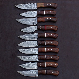 Cuchillo de Caza de Acero de Damasco Ro/od de Grado Industrial, Tamaño Personalizable, Hoja Fija, Cuchillo de Supervivencia para Acampar, Cuchillo Utilitario OEM para Exteriores - Product Image 1