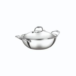Kadhai ovale en acier inoxydable triple couche de qualité supérieure avec couvercle 22 cm Argent Pot de cuisson polyvalent Ustensiles de cuisine professionnels Cuisinière ovale - Product Image 5