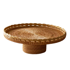 Bandeja de ratán Natural para pastel, bandeja redonda de ratán artesanal para exhibición de fruta, bandeja decorativa para hogar y restaurante - Product Image 4