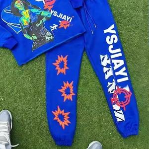 Conjunto de pantalones de chándal y Sudadera con capucha con logotipo bordado personalizado Conjunto de chándal unisex de nueva tendencia de lana de algodón Chándal de invierno OEM - Product Image 6