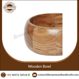 Cuenco de madera de acacia maciza seguro para alimentos Cuenco redondo hecho a mano para servir ensaladas Mesa de comedor Hogar Restaurantes y hoteles Uso - Product Image 3