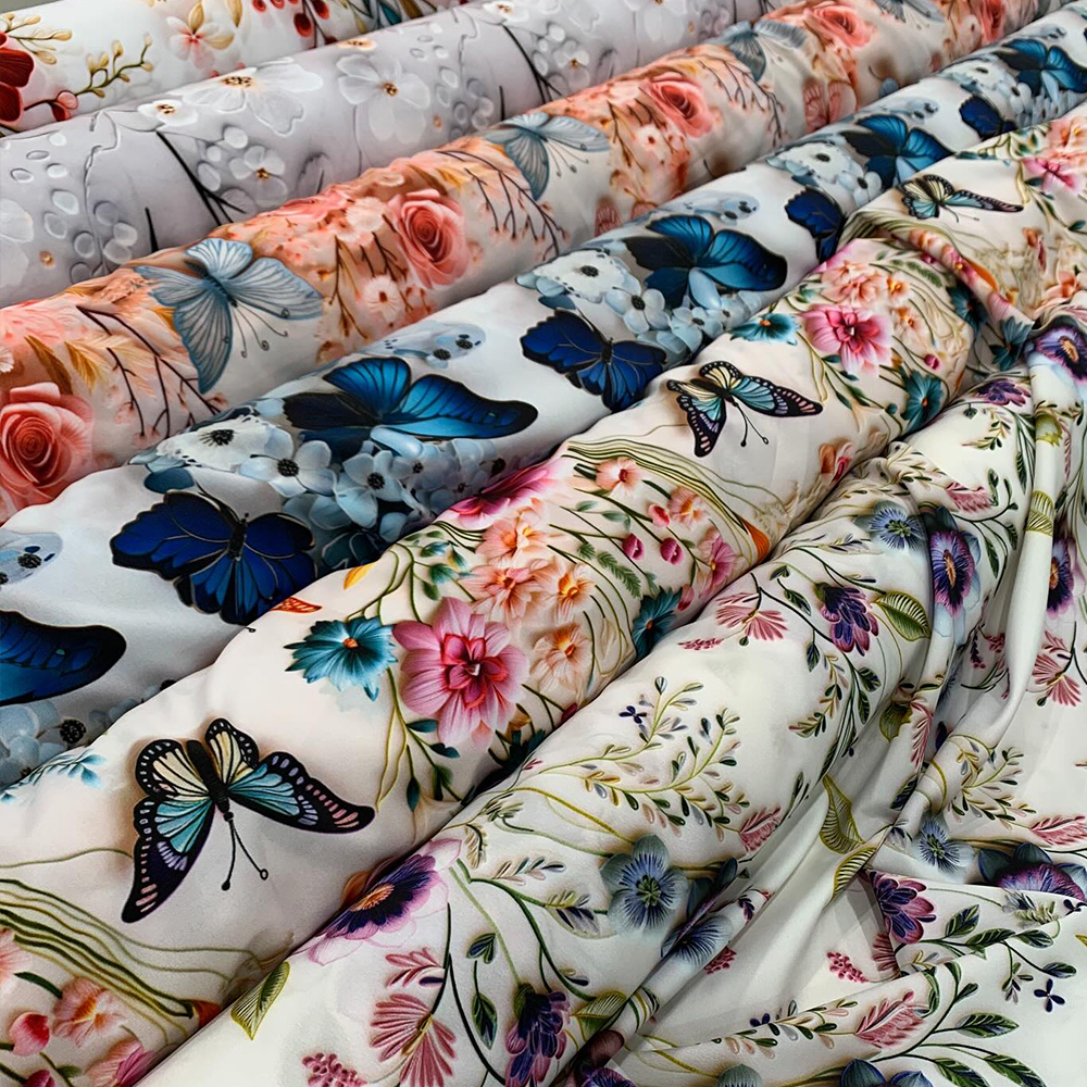 Wholesale Custom Design 5D Digital Printing100% Rayon Viscose Fabric 30s 45s Challis Viscose Rayon Fabric For Women Dress