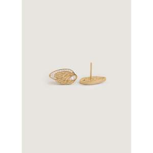 Pendientes de Aro con Diseño de Alas Cleo, Modernos, con Diamantes de Circonio, Perlas, Baño de Rodio y Oro, Ideales para Fiestas y Regalos, Hechos de Latón y Cobre - Product Image 4