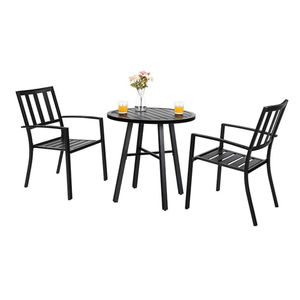 VILLA <span class=keywords><strong>3</strong></span> peça pátio ao ar livre bistro jantar det ripadas metakound mesa & <span class=keywords><strong>2</strong></span> pátio cadeira para uso ao ar livre - Product Image 1