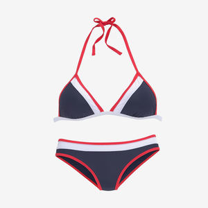 Conjunto de Bikini Bandeau para Mujer, Traje de Baño de Dos Piezas con Tirantes Halter, Bikini Elegante para Damas, Traje de Baño de Playa de Alta Calidad en Azul Marino - Product Image 2