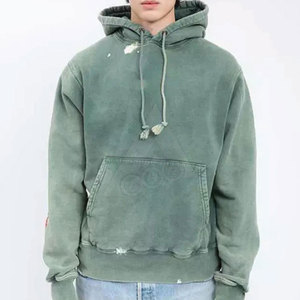 Sudadera con capucha desgastada personalizada para hombre 2024, forro polar ligero, estampado sólido, a prueba de viento, Invierno Plus XS XL, teñido liso - Product Image 1