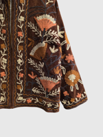 Veste en coton brodée à fleurs, col montant, manches longues, style Prairie Chic, pour femme, printemps