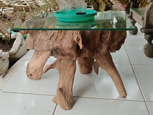 Mesa de comedor de raíz de madera de teca, muebles versátiles para el hogar, dormitorio, baño, taller de Indonesia - Product Image 4