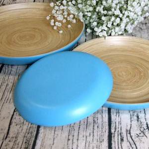 Meilleure vente d'assiettes de service et d'affichage en bambou filé ensemble de 3 assiettes naturelles rondes biodégradables - Product Image 3