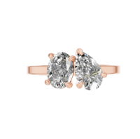 Bague de fiançailles en argent sterling 925 religieuse You N Me plaqué rhodium Original Moissanite poire ovale deux broches en pierre