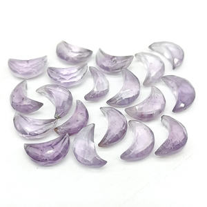 Pink Amethyst Faceted Crescent Moon Shape Gemstone Jewelry Making 12mm, Loose <b>Hand</b> Carved Amethyst Carving Moons Briolette Beads - Product Image 2