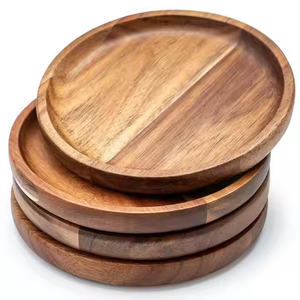 Sous-verre rond en bois d'acacia élégant en gros en bois en bois par artisanat en croissant - Product Image 2