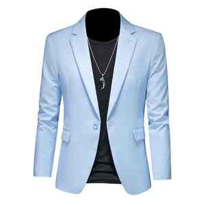 Blazer SOLID INTERNATIONAL para Hombre, Estilo Italiano, Americano, Británico y Japonés, Cuello en V, de Poliéster y Algodón, Antiarrugas - Product Image 1