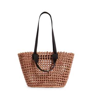Borsa tote Nordstrom Open Weave in paglia di mais marrone tinta unita per l'estate - Product Image 1