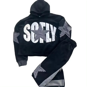 Patchs personnalisés brodés avec logo imprimé de haute qualité pour hommes 100% coton Survêtement écologique à épaules tombantes Polaire French Terry - Product Image 5